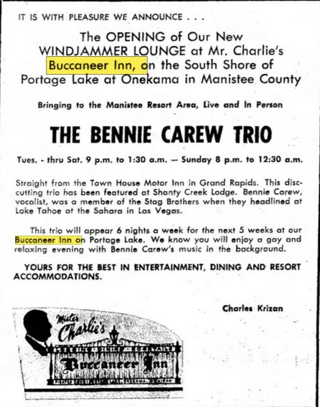 Buccaneer Inn (Mister Charlies Buccaneer Inn) - Aug 1967 Ad